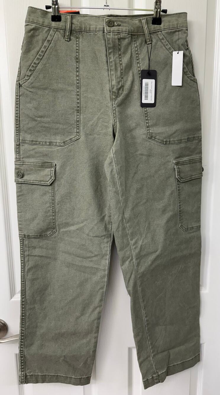 Bass outdoor pants deep lichen olive green 8 pants cargo straight $69 high rise